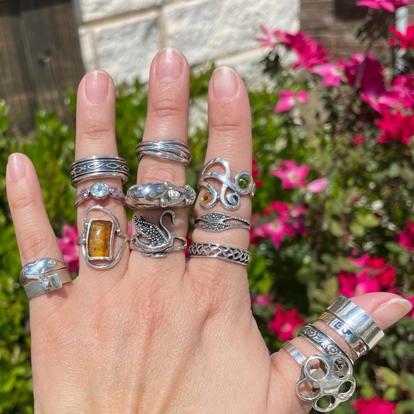 Vintage Criss Cross/Mesh Pattern Sterling Silver 925 Ring Band - Picture 10 of 10